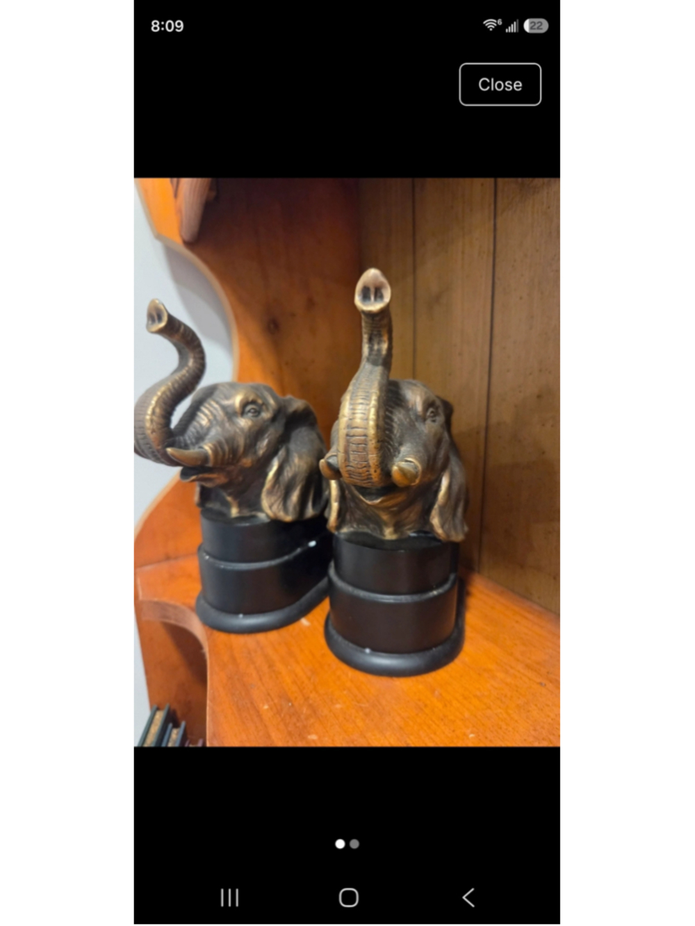 Unbranded Elephant Bookends Decor One Size Bronze and Black